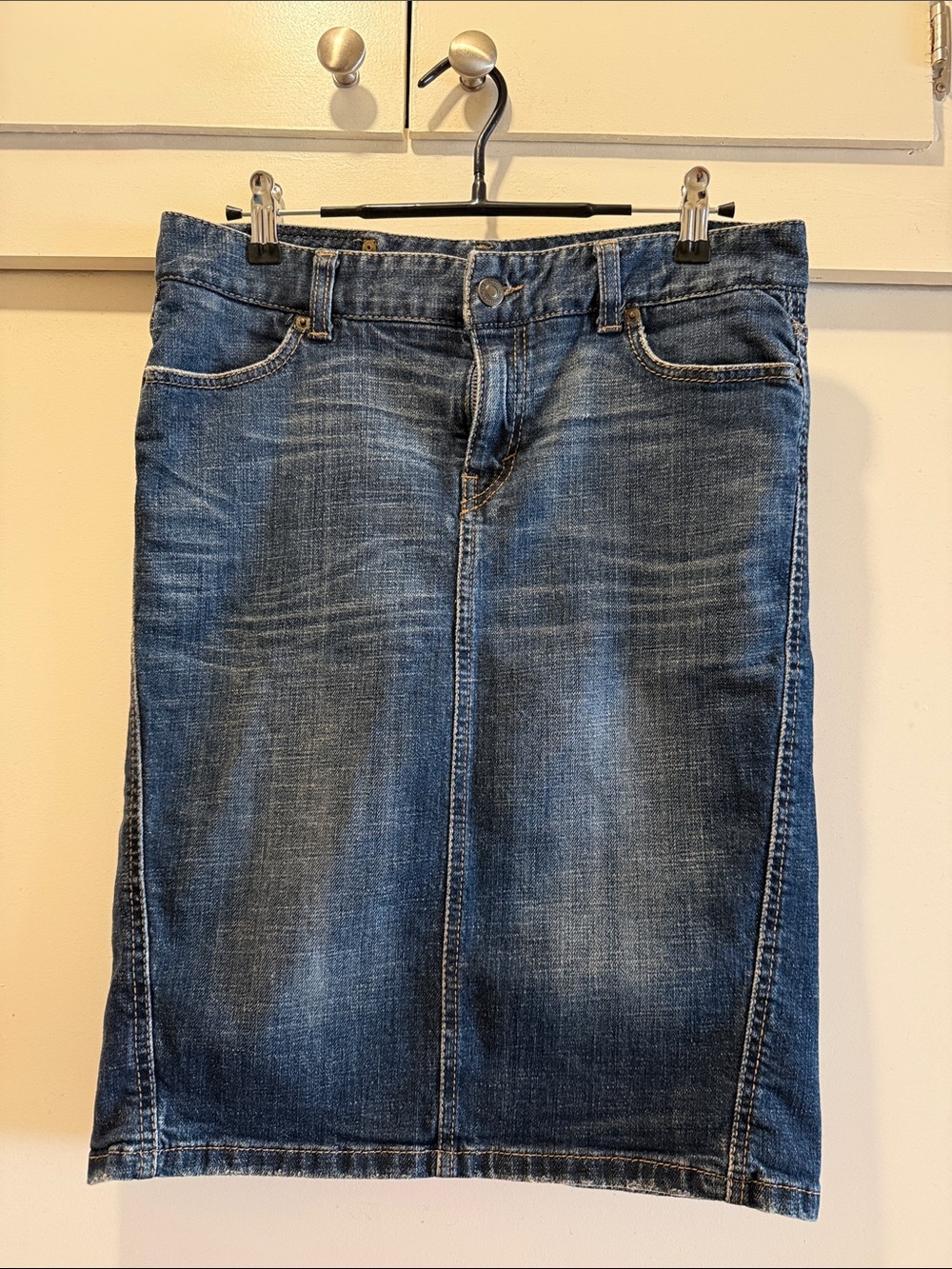 United Colors Of Benetton Dark Blue Denim Pencil Skirt